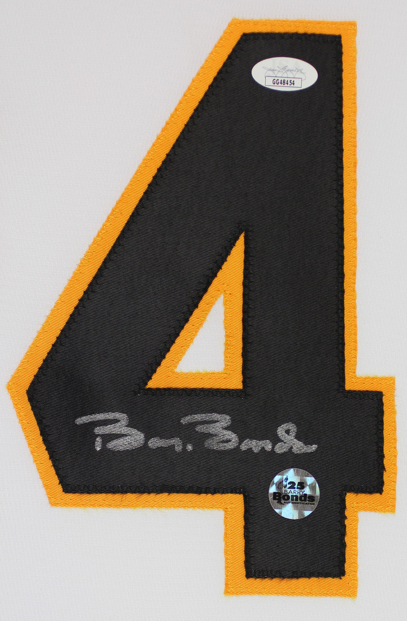 Barry Bonds Signed Pirates 32x36 Custom Framed Majestic Jersey Display (JSA  COA)