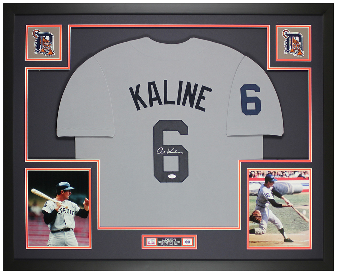 Al Kaline Autographed & Framed Gray Tigers Jersey Auto JSA COA