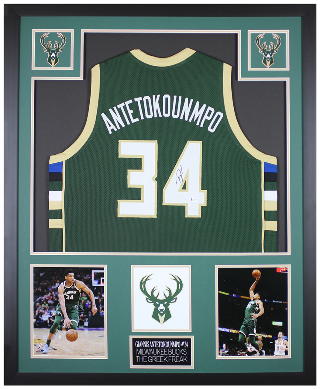 Giannis Antetokounmpo Autographed Milwaukee Bucks Jersey Framed