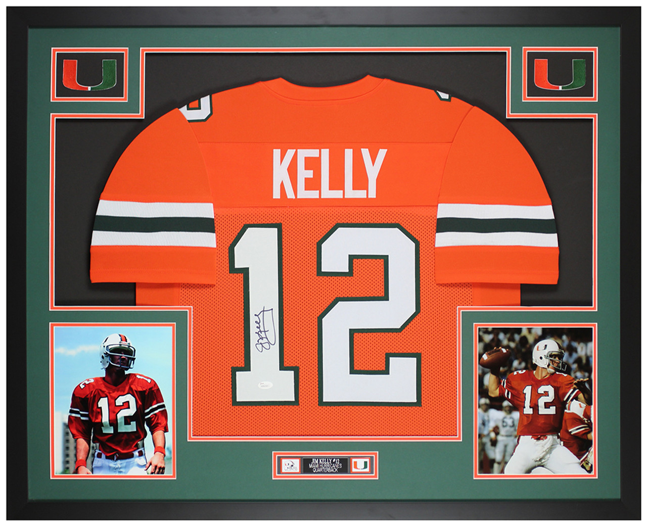 Jim Kelly Autographed Signed Miami Orange TB Custom Stitched College Style  Football Jersey XL- JSA Witnessed Hologram