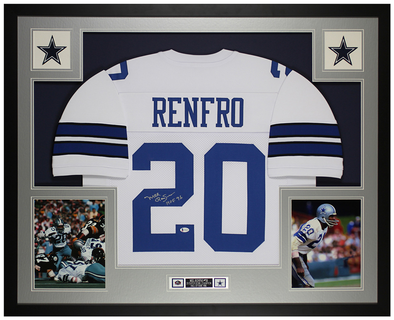 Troy Aikman Autographed and Framed Blue Star Cowboys Jersey