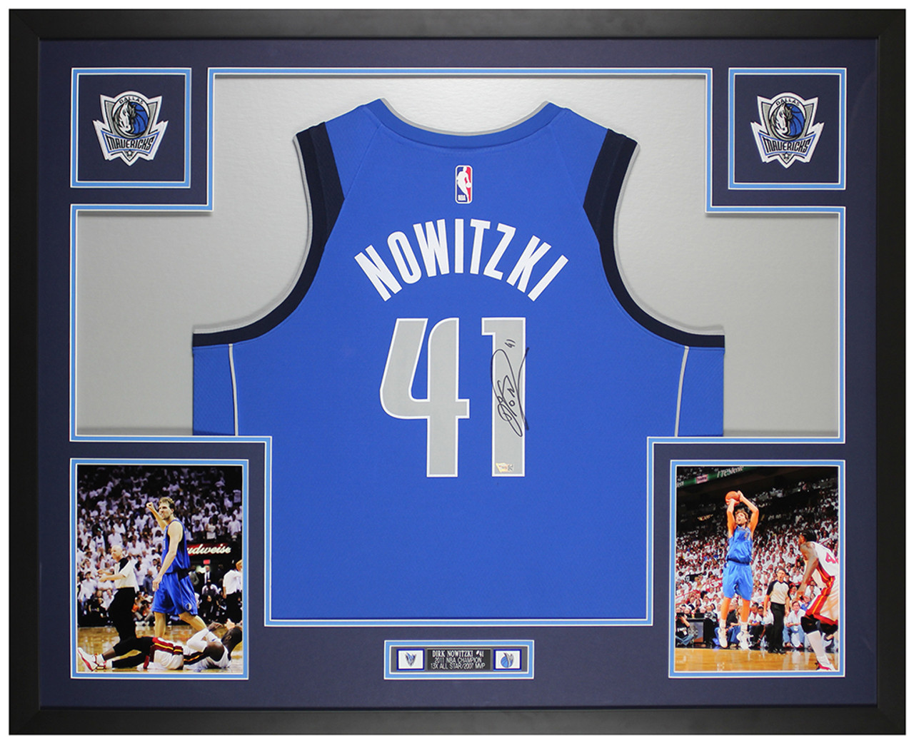 Dirk Nowitzki Autographed & Framed Blue Dallas Jersey Fanatics COA