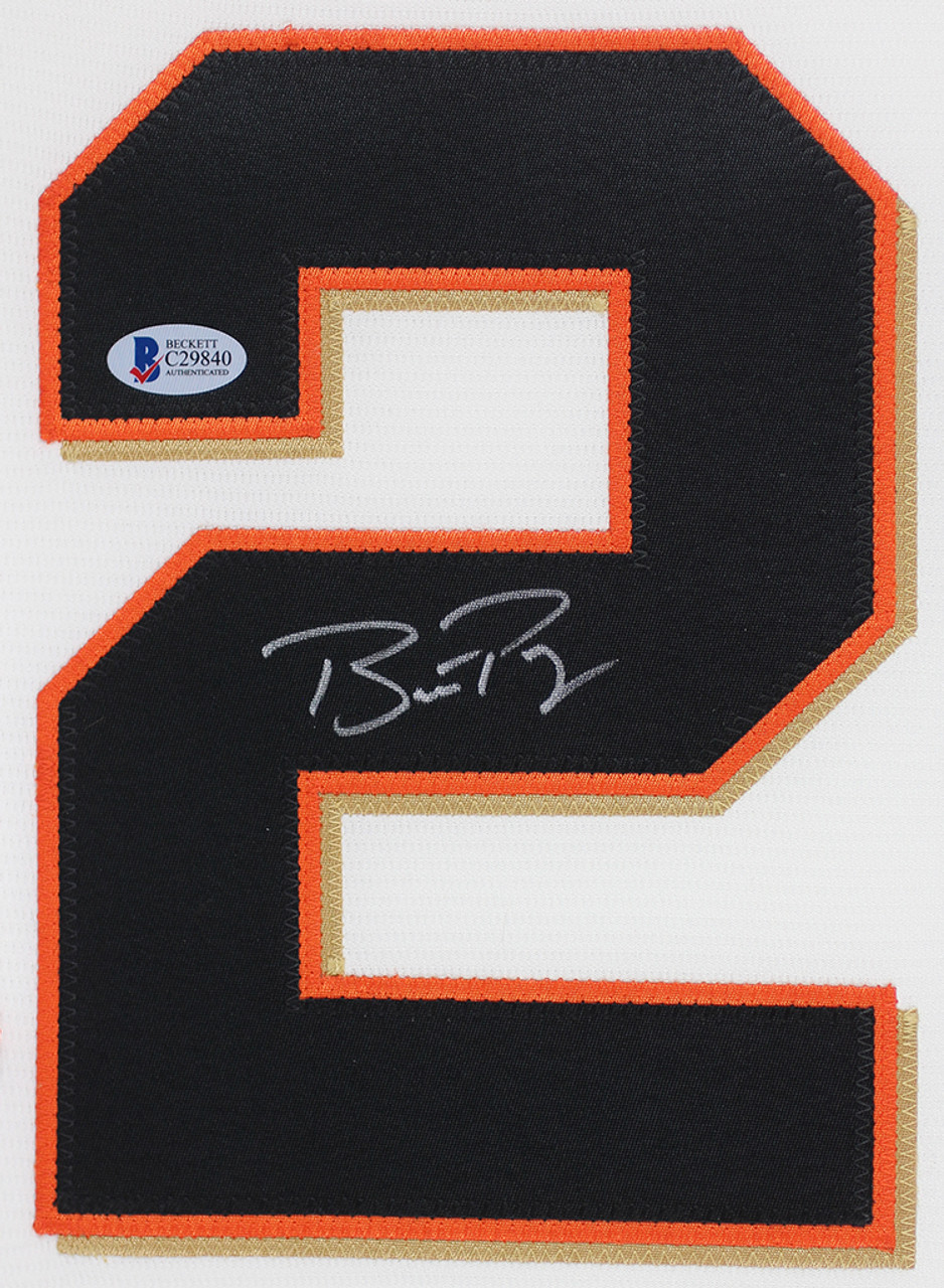 Buster Posey Autographed and Framed Cream Giants Jersey Auto Beckett COA