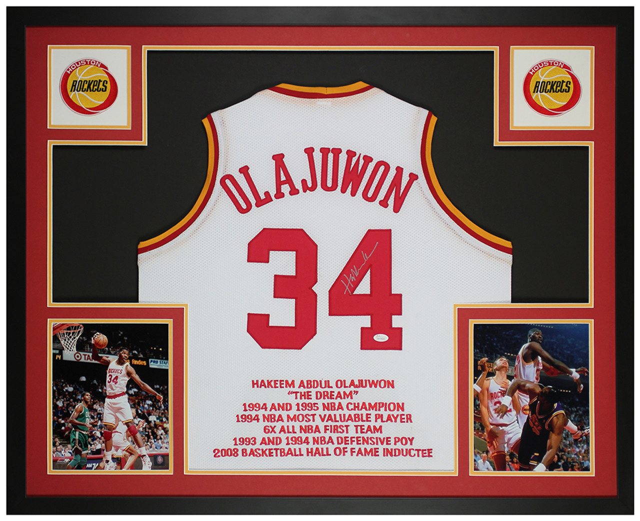 Houston Rockets No34 Hakeem Olajuwon Red Throwback Stitched NBA Jersey