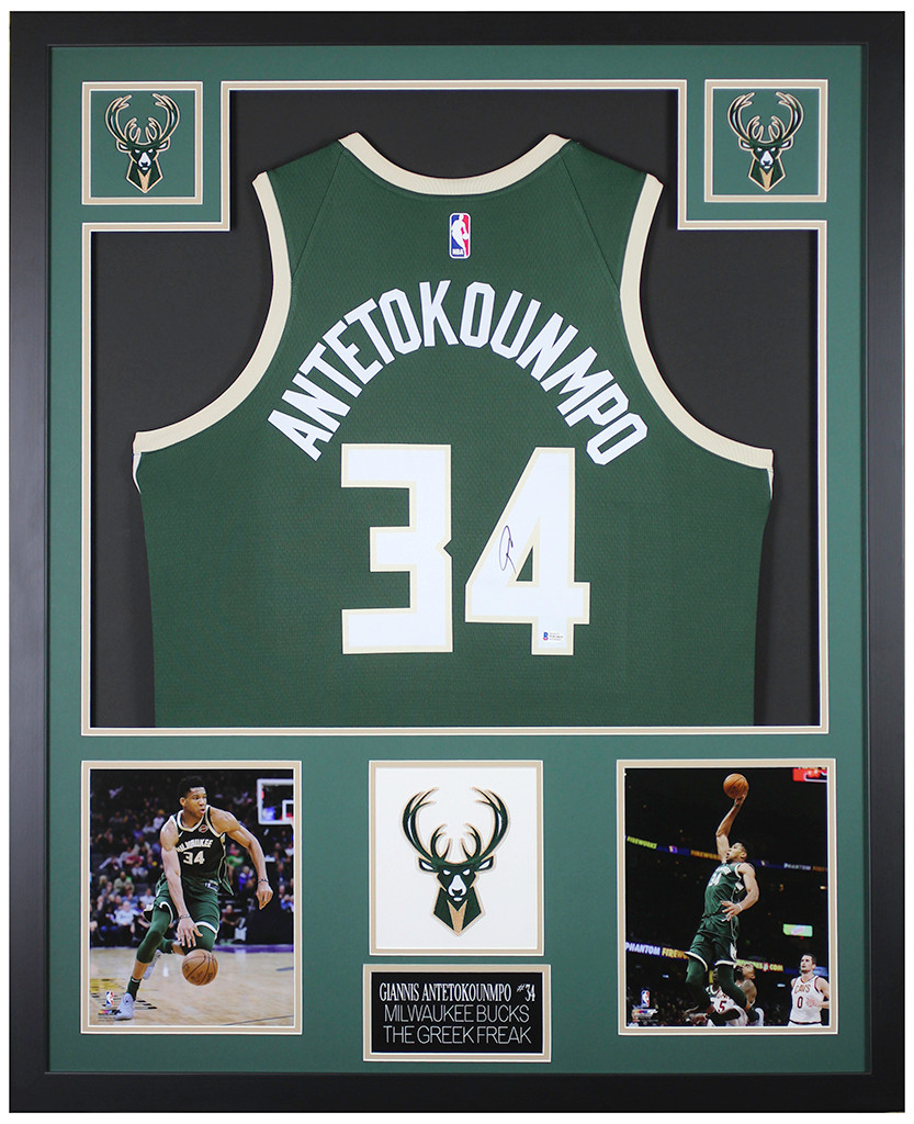 Giannis Antetokounmpo Autographed and Framed Milwaukee Bucks Jersey