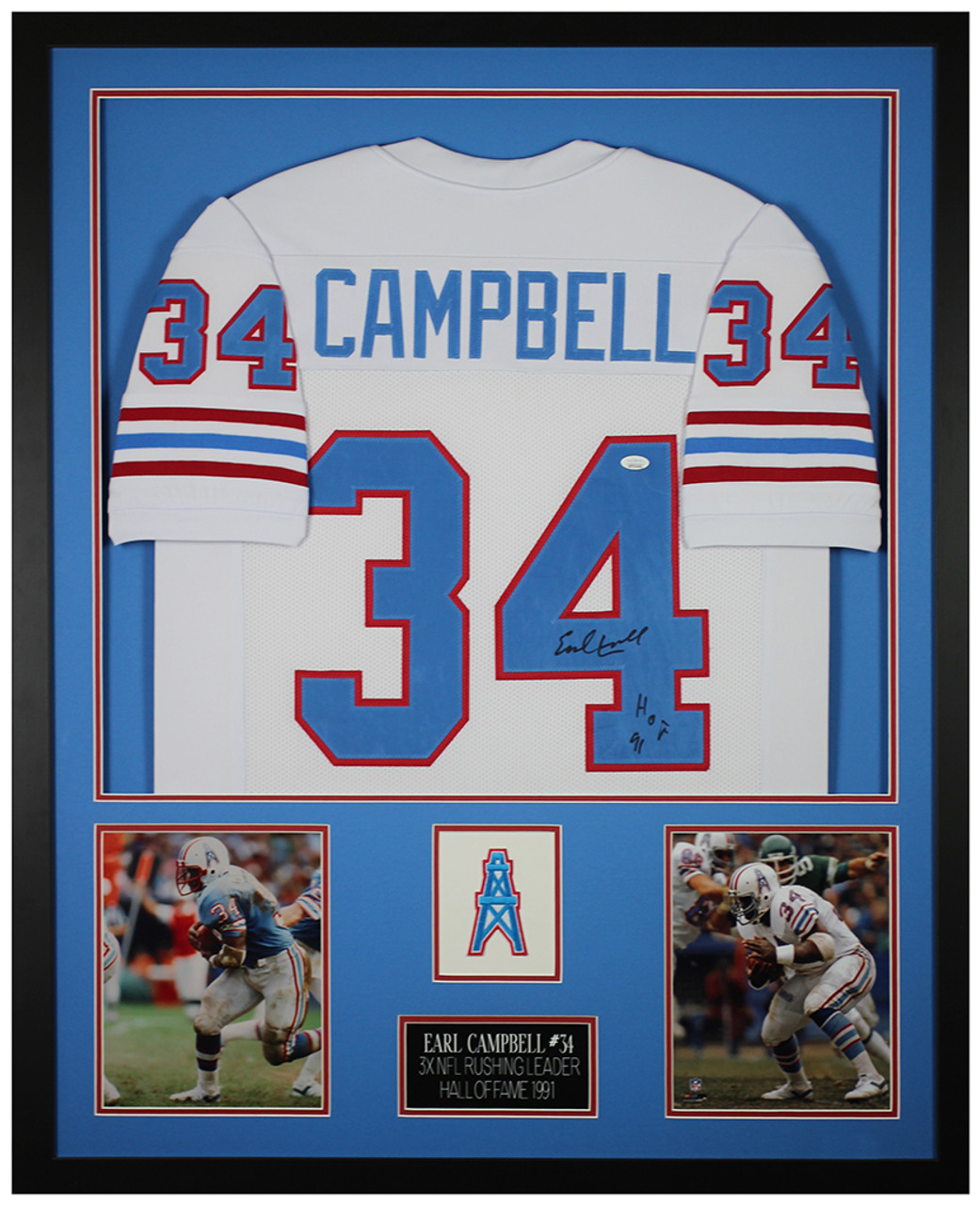 Warren Moon Signed Houston Oilers 35 x 43 Custom Framed Jersey (JSA COA)  at 's Sports Collectibles Store