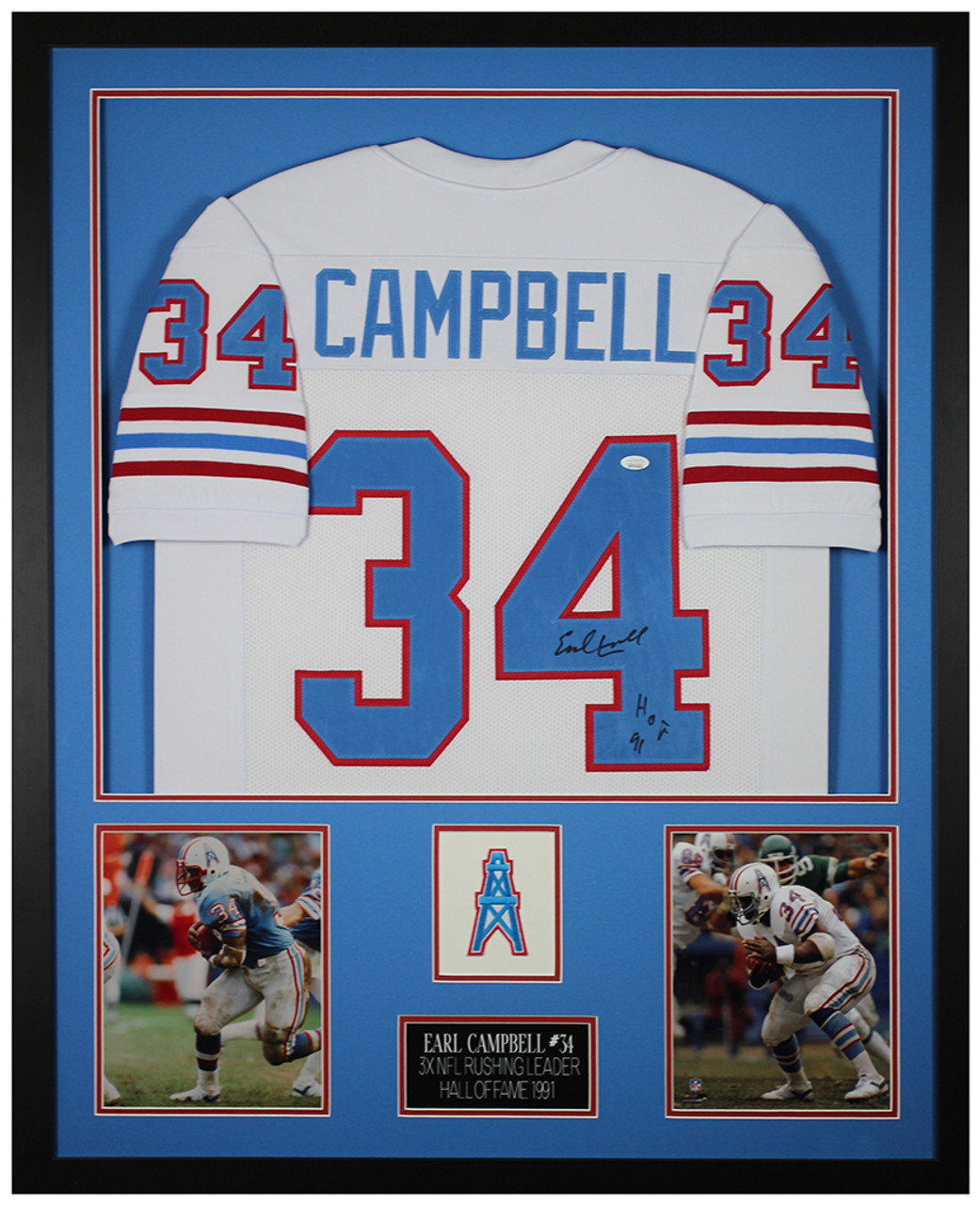 Earl Campbell Autographed and Framed Houston Oilers Jersey