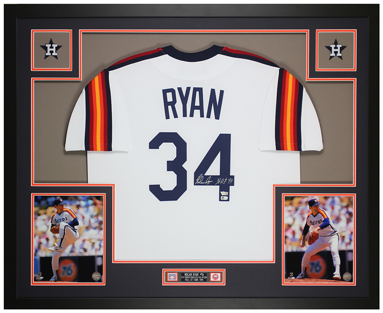 Nolan Ryan Autographed & Framed Rainbow Astros Jersey Auto Fanatics COA