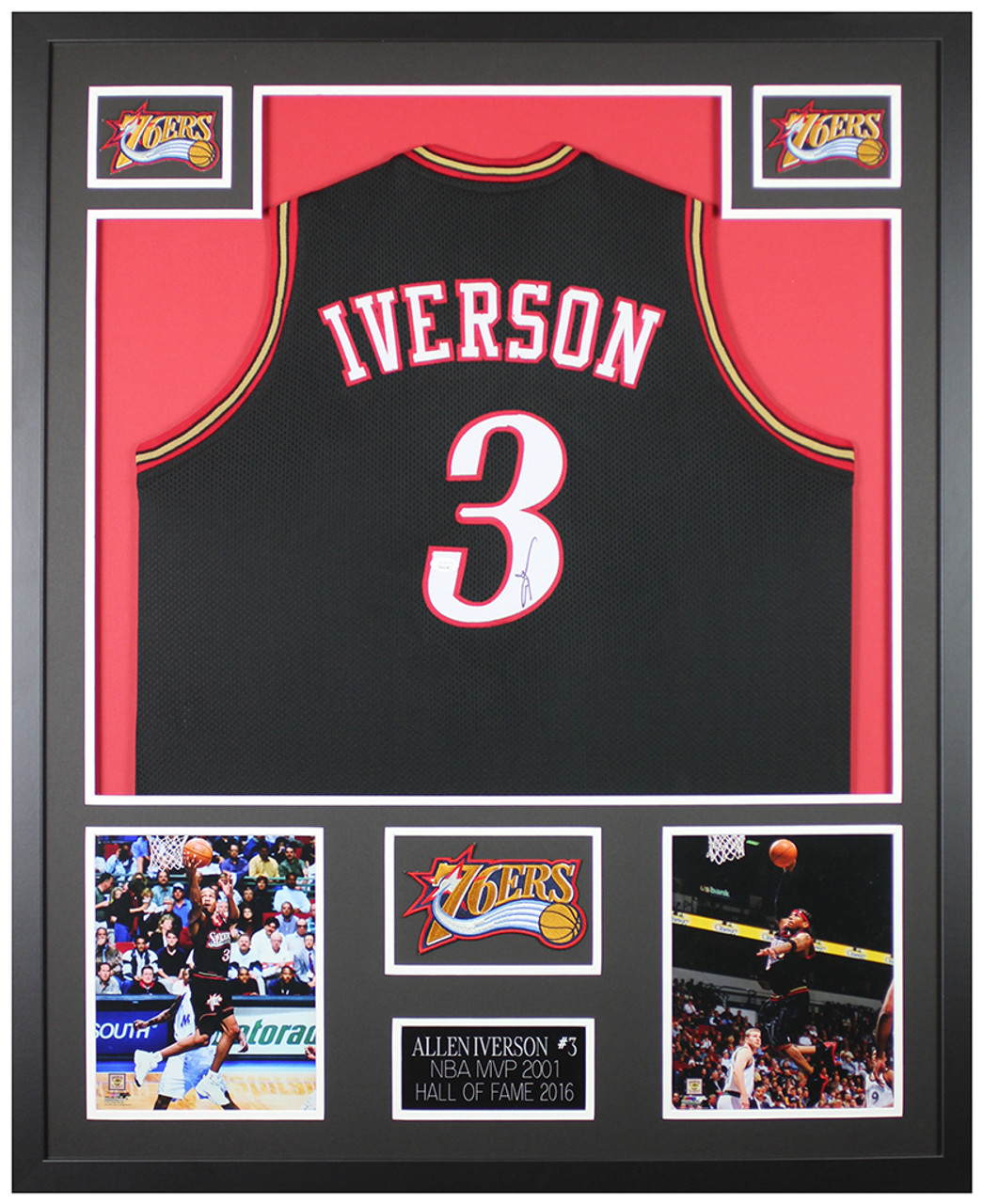 Allen Iverson Autographed and Framed Philadelphia 76ers Jersey