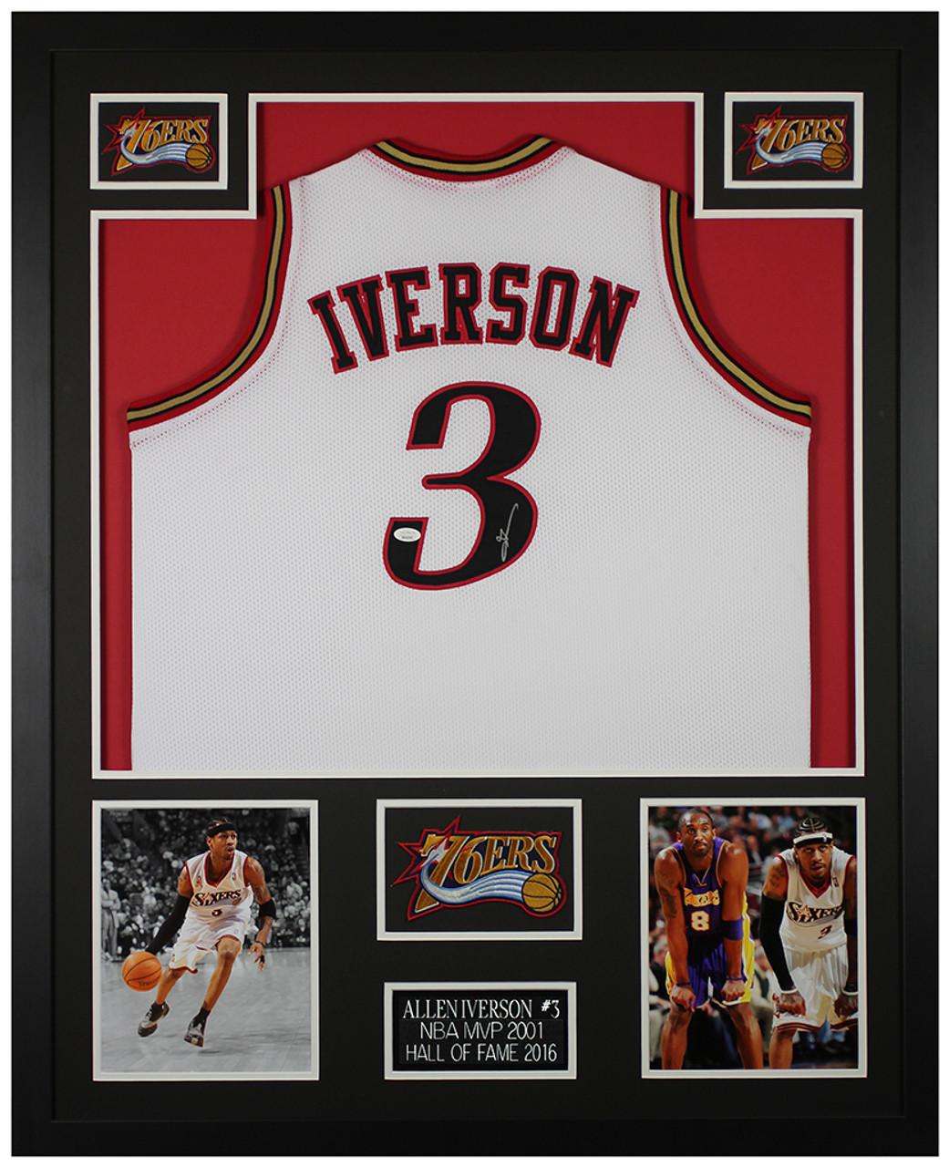 Allen Iverson Autographed and Framed Philadelphia 76ers Jersey