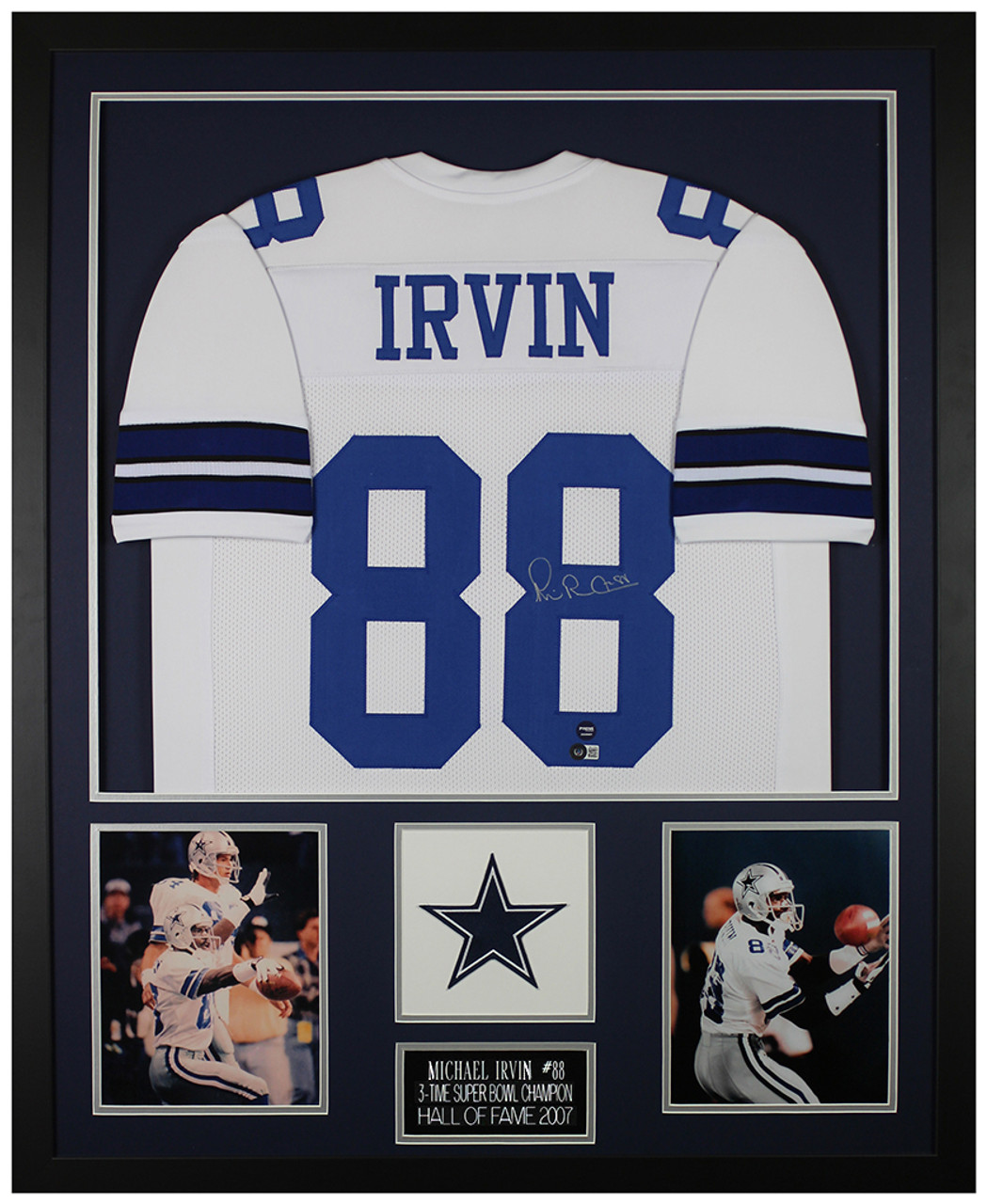 Michael Irvin Signed Dallas Cowboys Framed White Throwback Custom