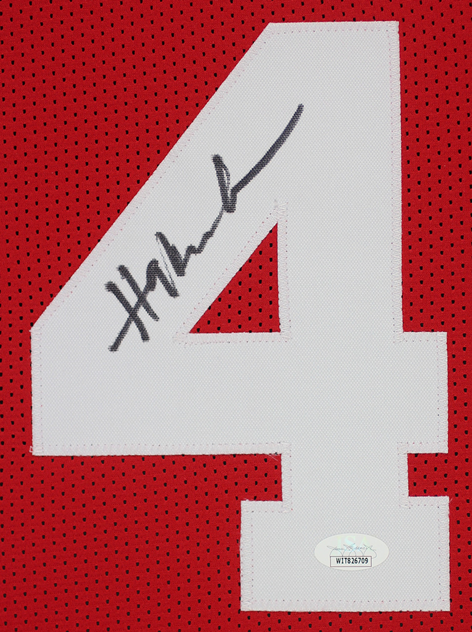 Hakeem Olajuwon Framed and Autographed Red Jersey Auto JSA COA