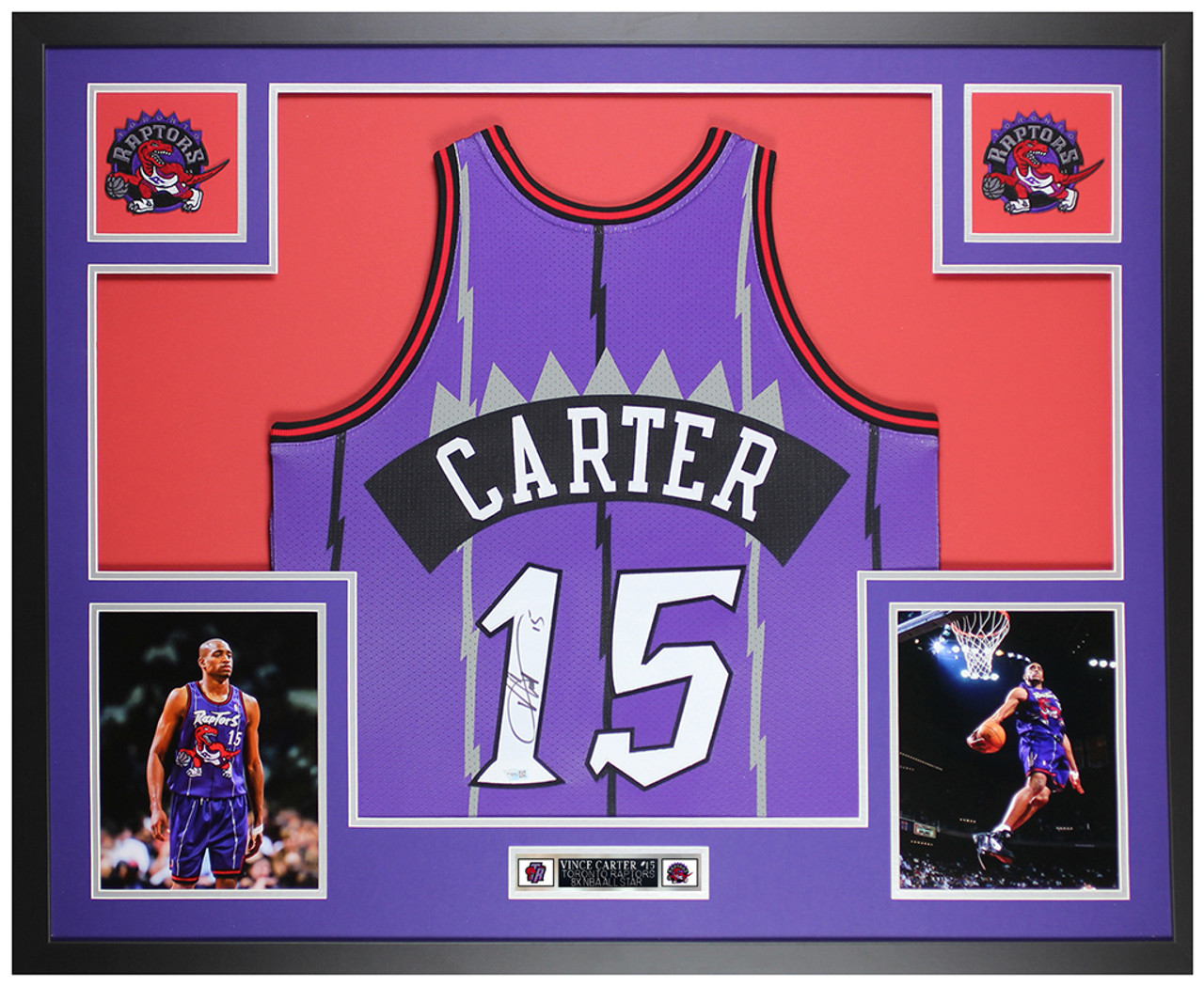 Vince Carter Autographed and Framed Purple Toronto Jersey Fanatics COA
