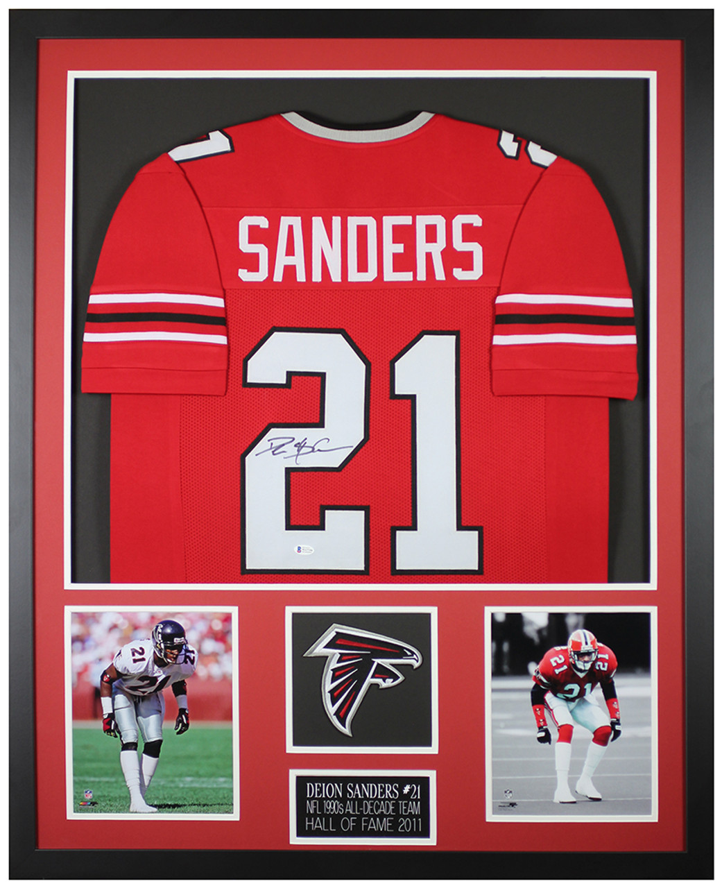 Deion Sanders Signed Atlanta Falcons Framed 16x20 Stretched Canvas