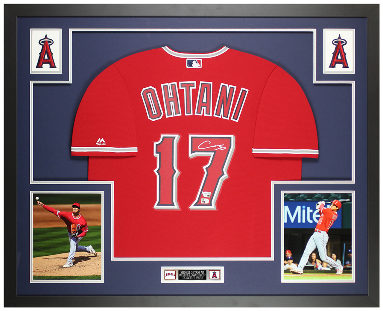 Mike Trout Autographed and Framed Red Majestic Angels Jersey