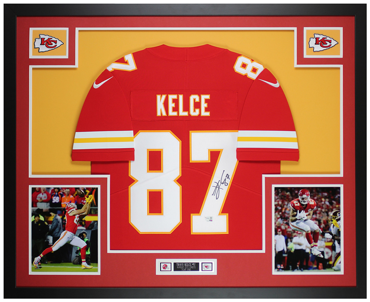 Travis Kelce Autographed & Framed Red Kansas City Nike Jersey Auto Fanatics COA