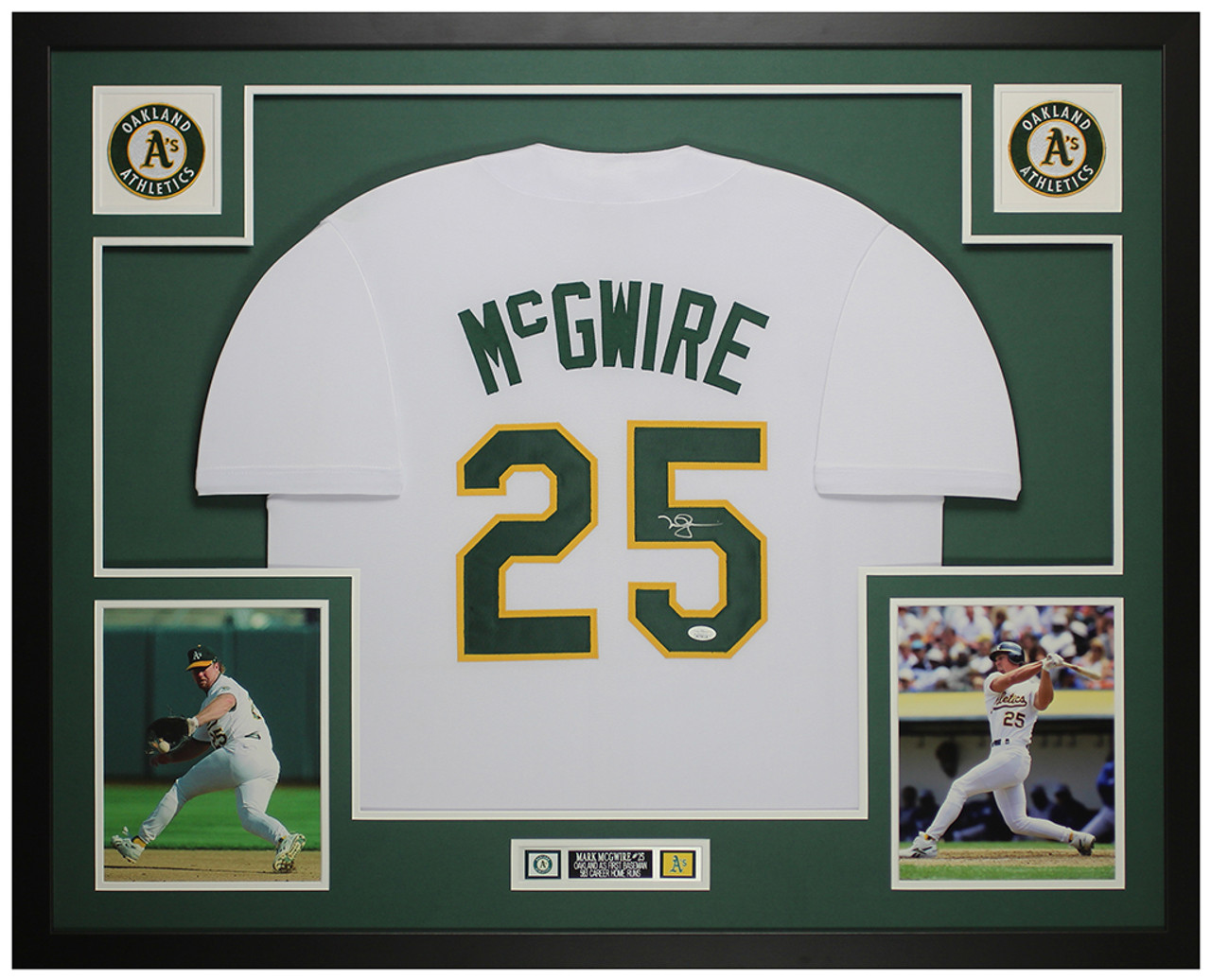 Mark McGwire Autographed & Framed Green Oakland Jersey Auto JSA COA