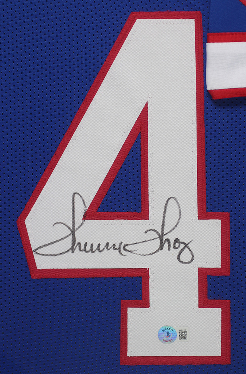 Thurman Thomas Autographed & Framed Blue Buffalo Jersey Auto Beckett COA