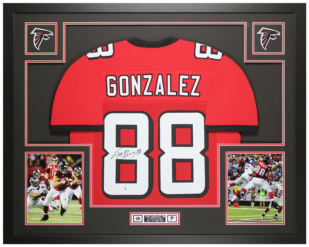 Tony Gonzalez Autographed and Framed Red Atlanta Jersey Auto Beckett COA
