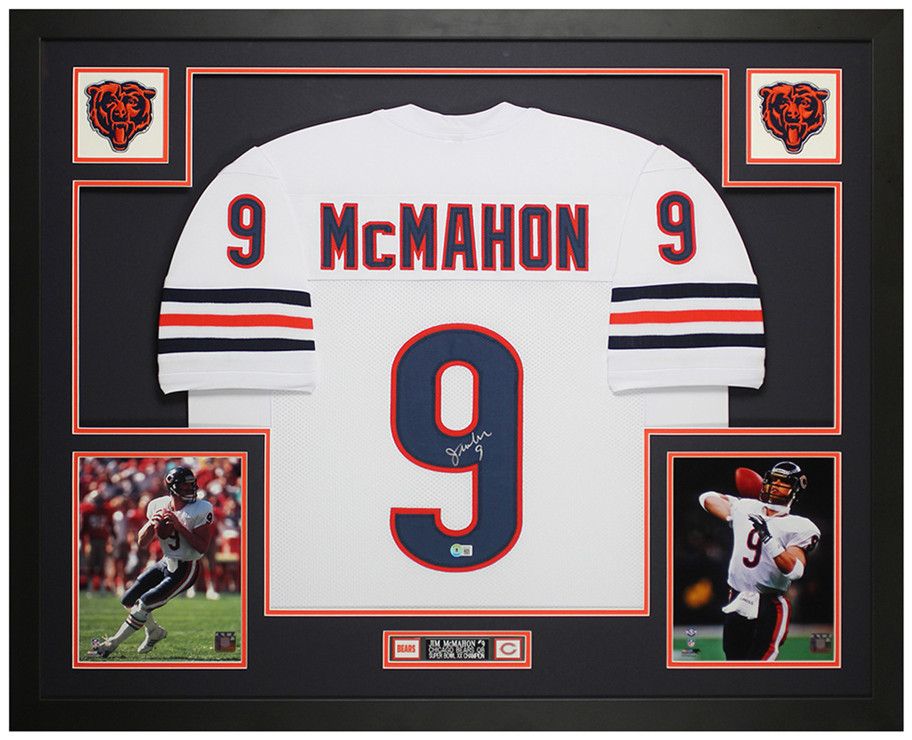 Jim McMahon Autographed and Framed White Chicago Jersey Auto Beckett COA