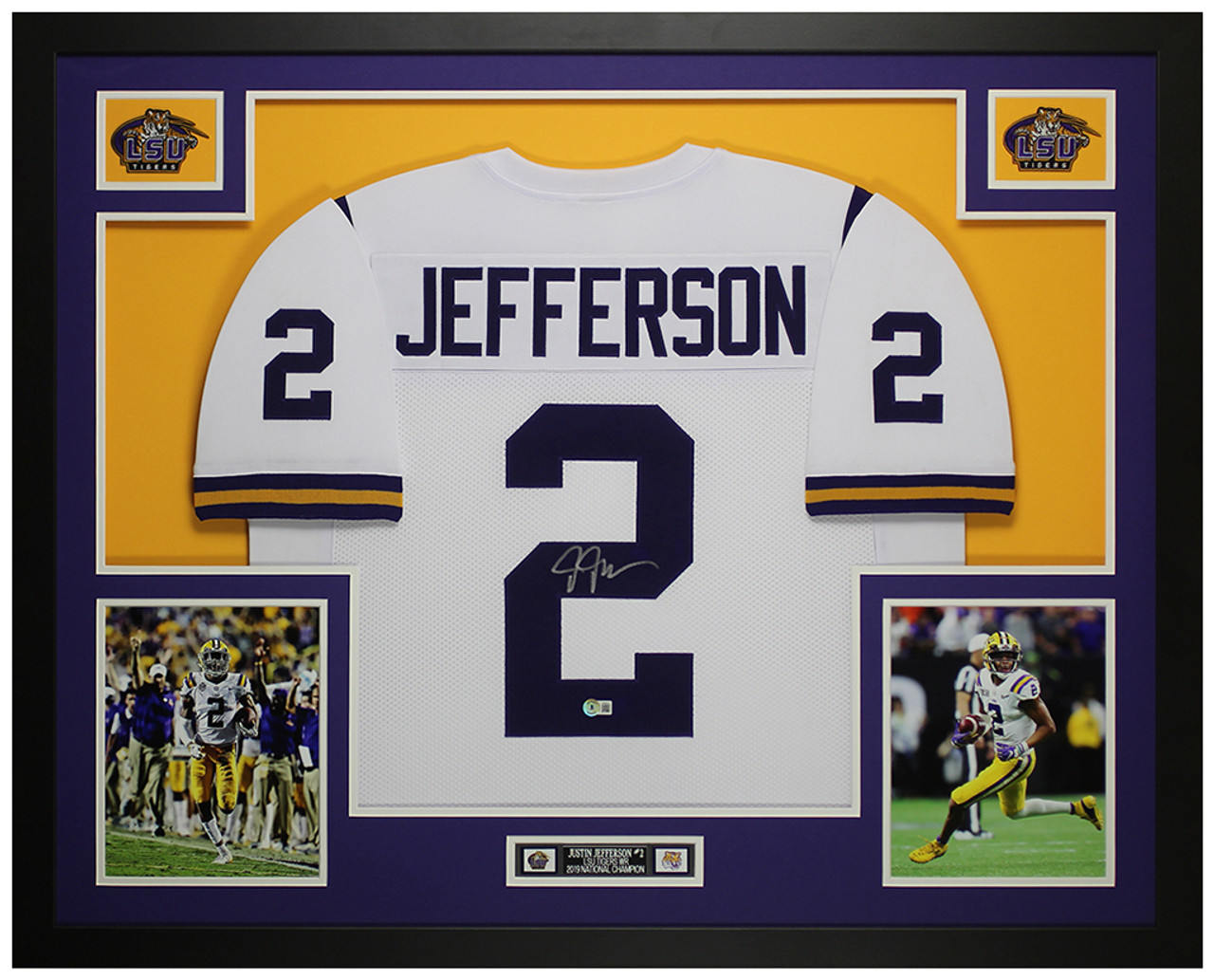 Justin Jefferson Autographed and Framed LSU Tigers Jersey