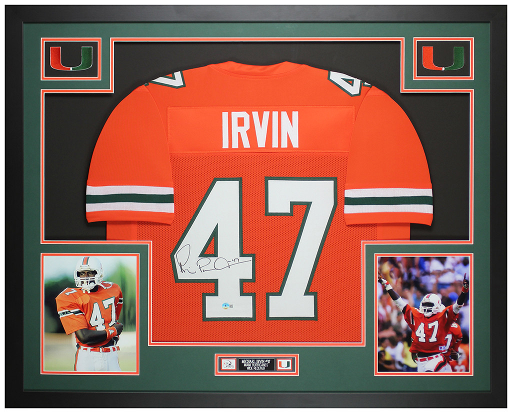 Michael Irvin Autographed and Framed Miami Hurricanes Jersey