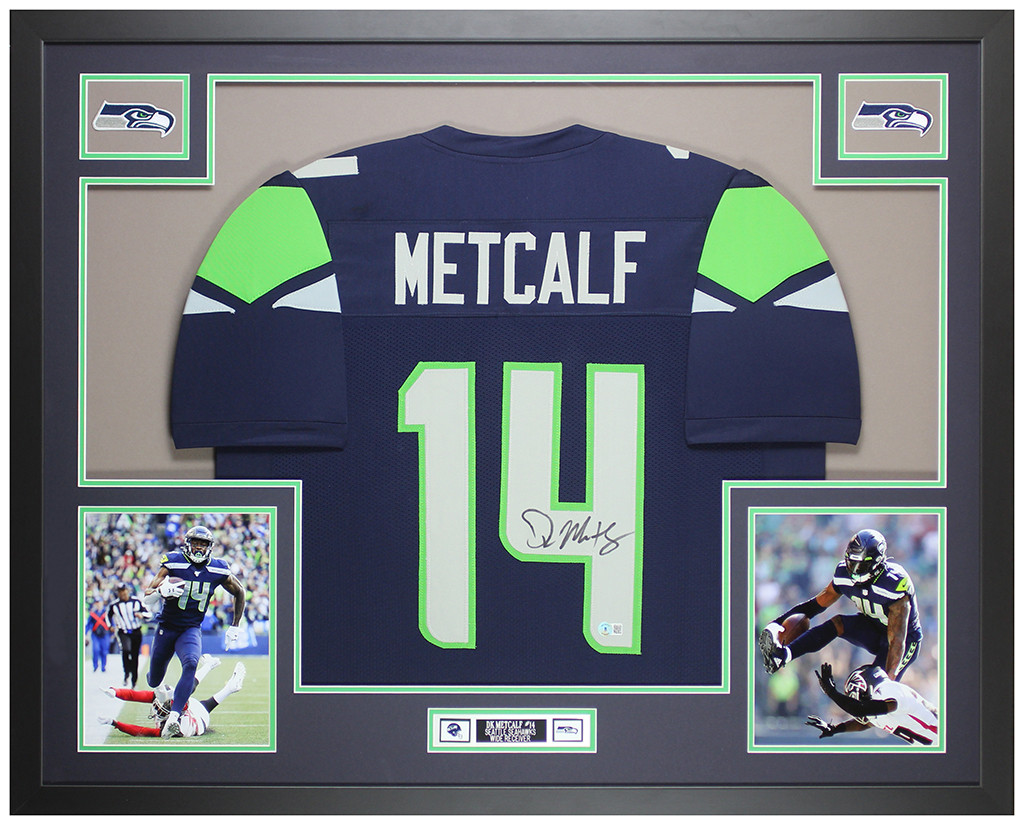 DK Metcalf Autographed and Framed Seattle Seahawks Jersey