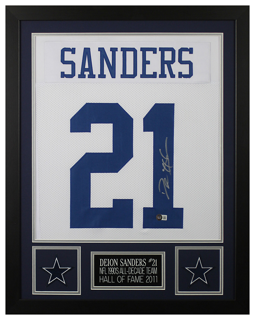Deion Sanders Autographed and Framed Dallas Cowboys Jersey