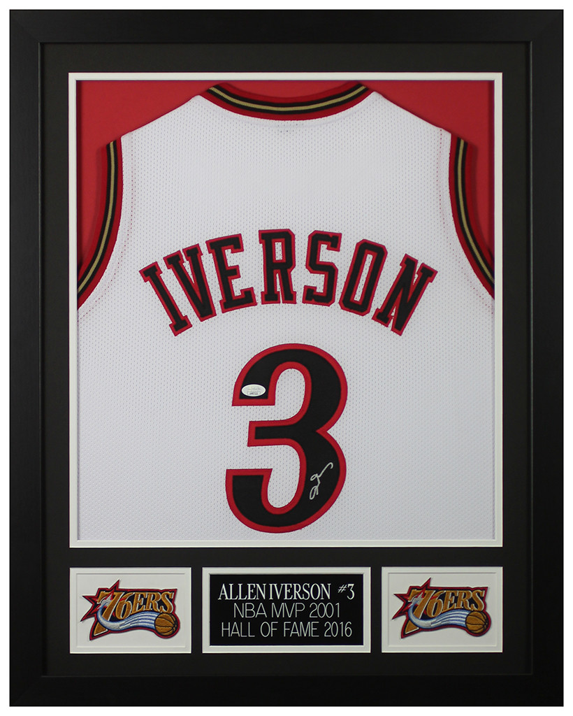 Allen Iverson Autographed and Framed Philadelphia 76ers Jersey