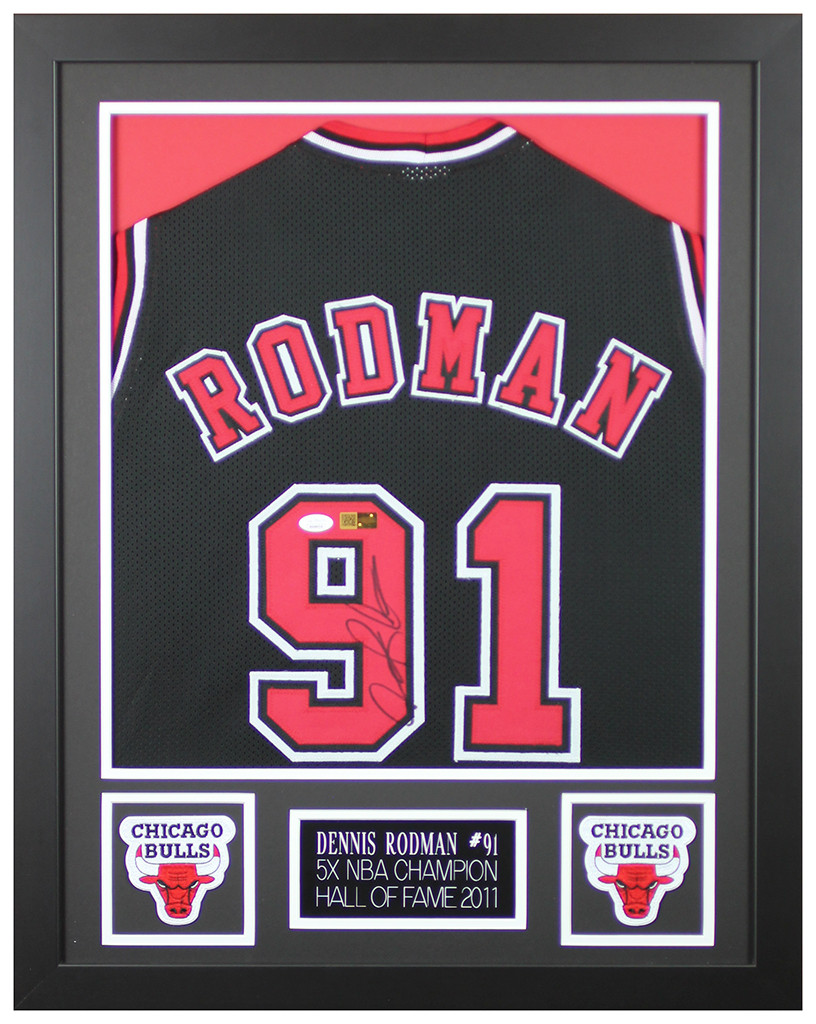 Dennis Rodman Autographed and Framed Chicago Bulls Jersey