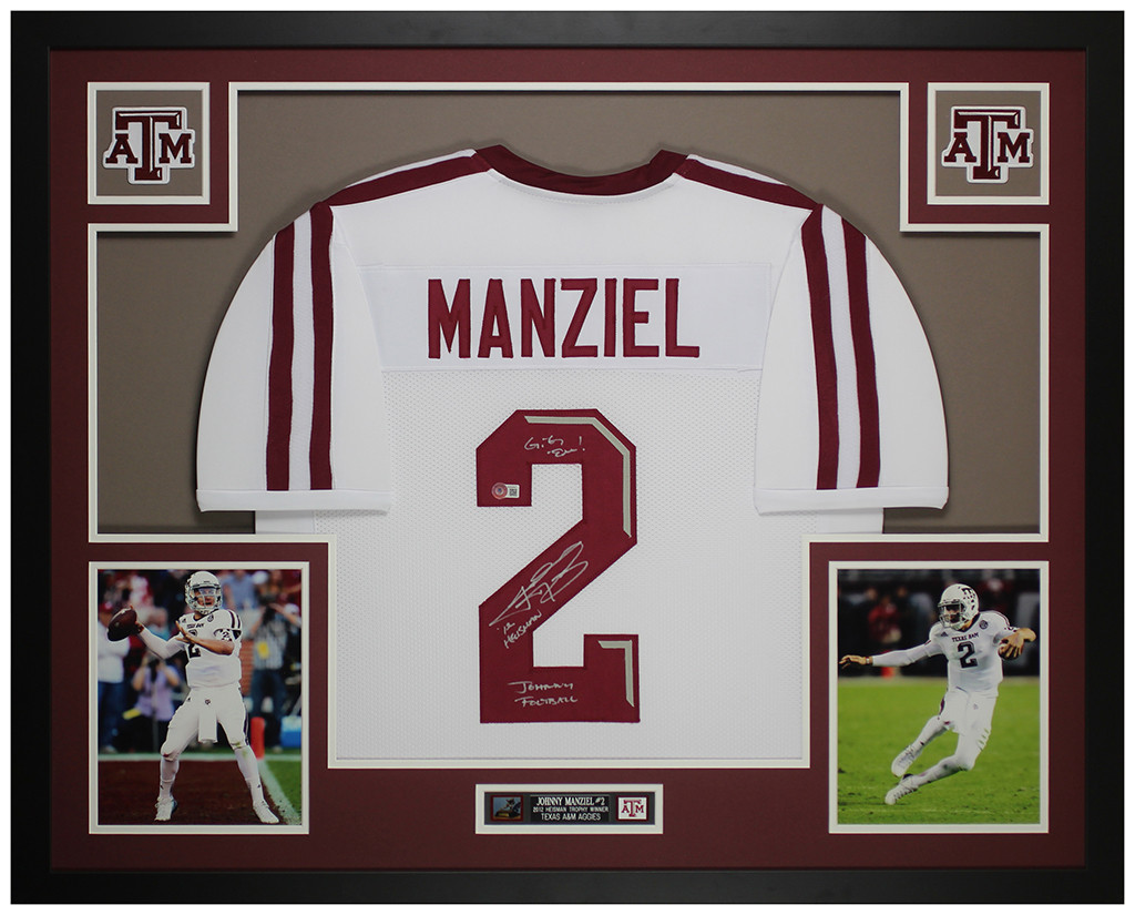 Johnny Manziel Autographed and Framed Texas A&M Aggies Jersey