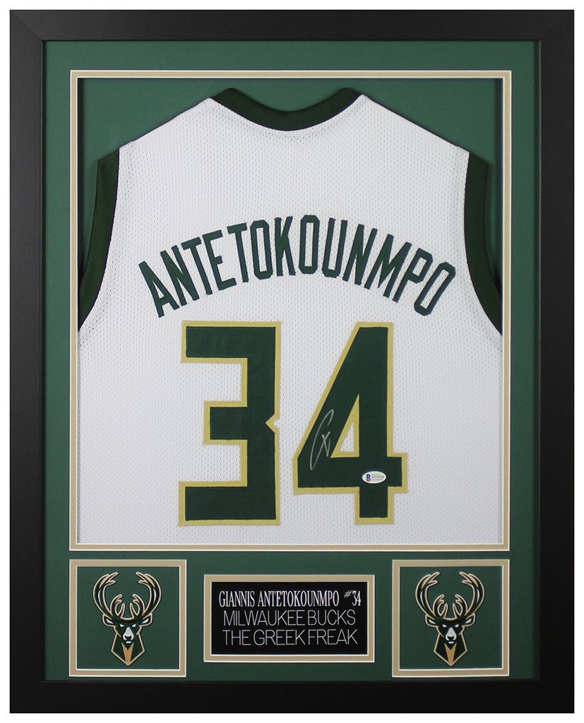 Giannis Antetokounmpo Autographed and Framed Milwaukee Bucks Jersey