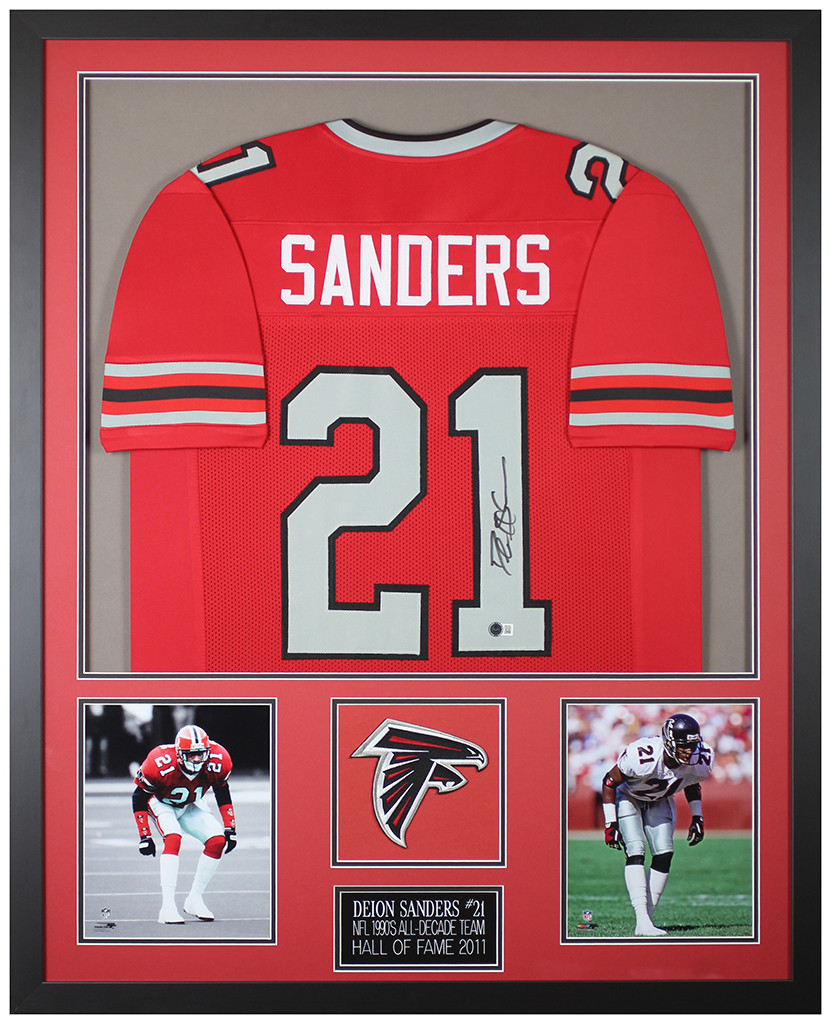 NFL Dion Sanders サイン入りユニフォーム Deion Sanders Autographed and Framed Atlanta Falcons Jersey