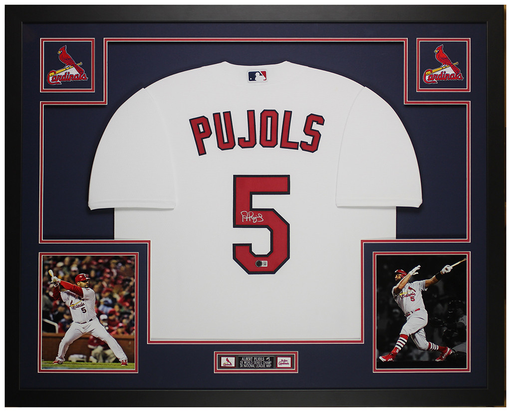 Albert Pujols Autographed and Framed St Louis Cardinals Jersey