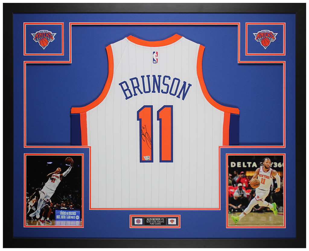 Jalen Brunson Autographed and Framed New York Knicks Jersey