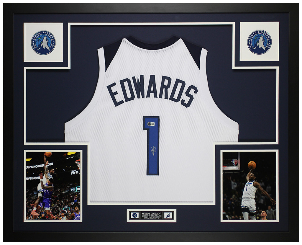 Anthony Edwards Autographed and Framed Minnesota Timberwolves Jersey