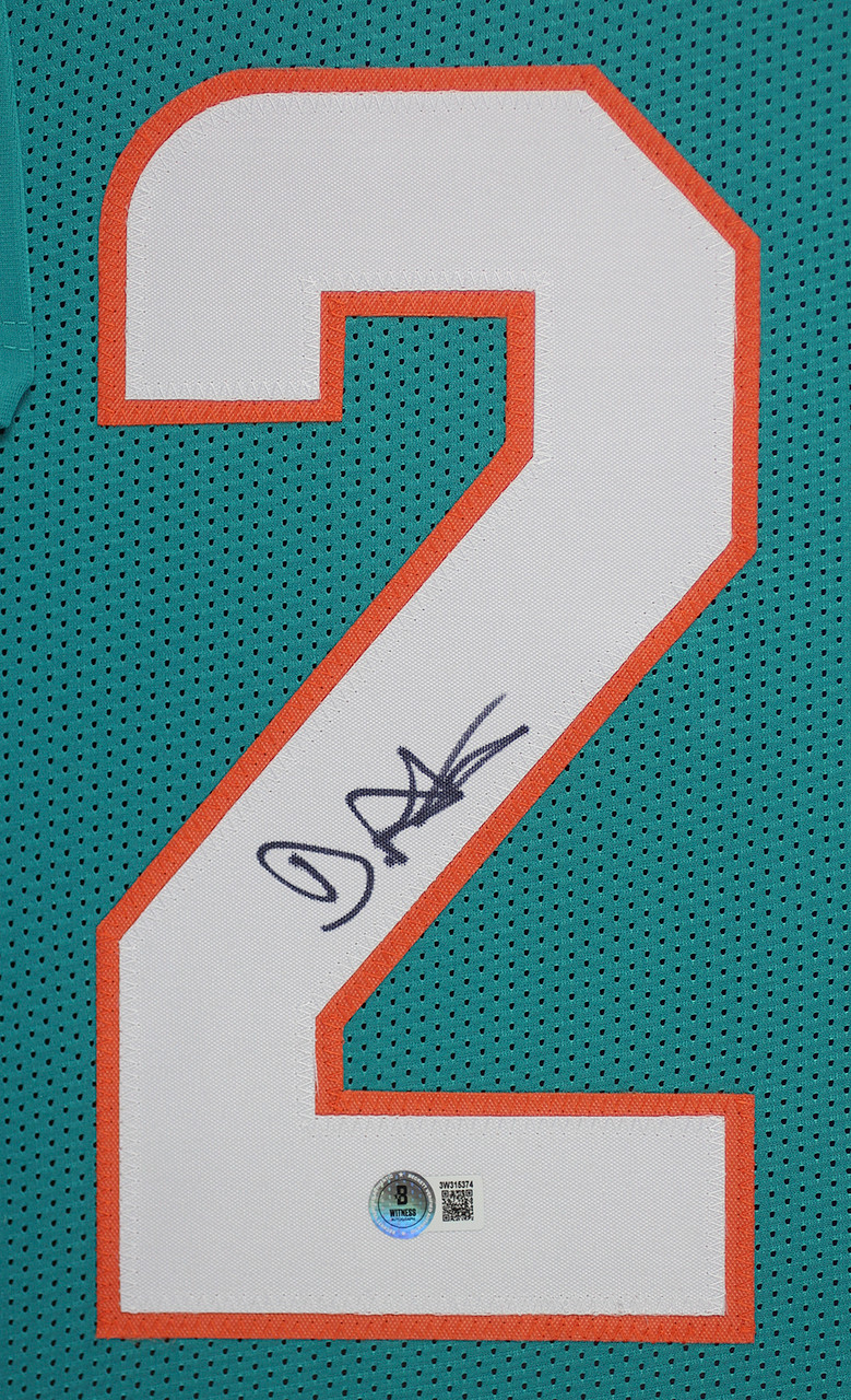 De'Von Achane Autographed and Framed Miami Dolphins Jersey