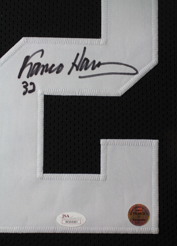 Franco Harris Framed and Autographed Black Steelers Jersey JSA (24