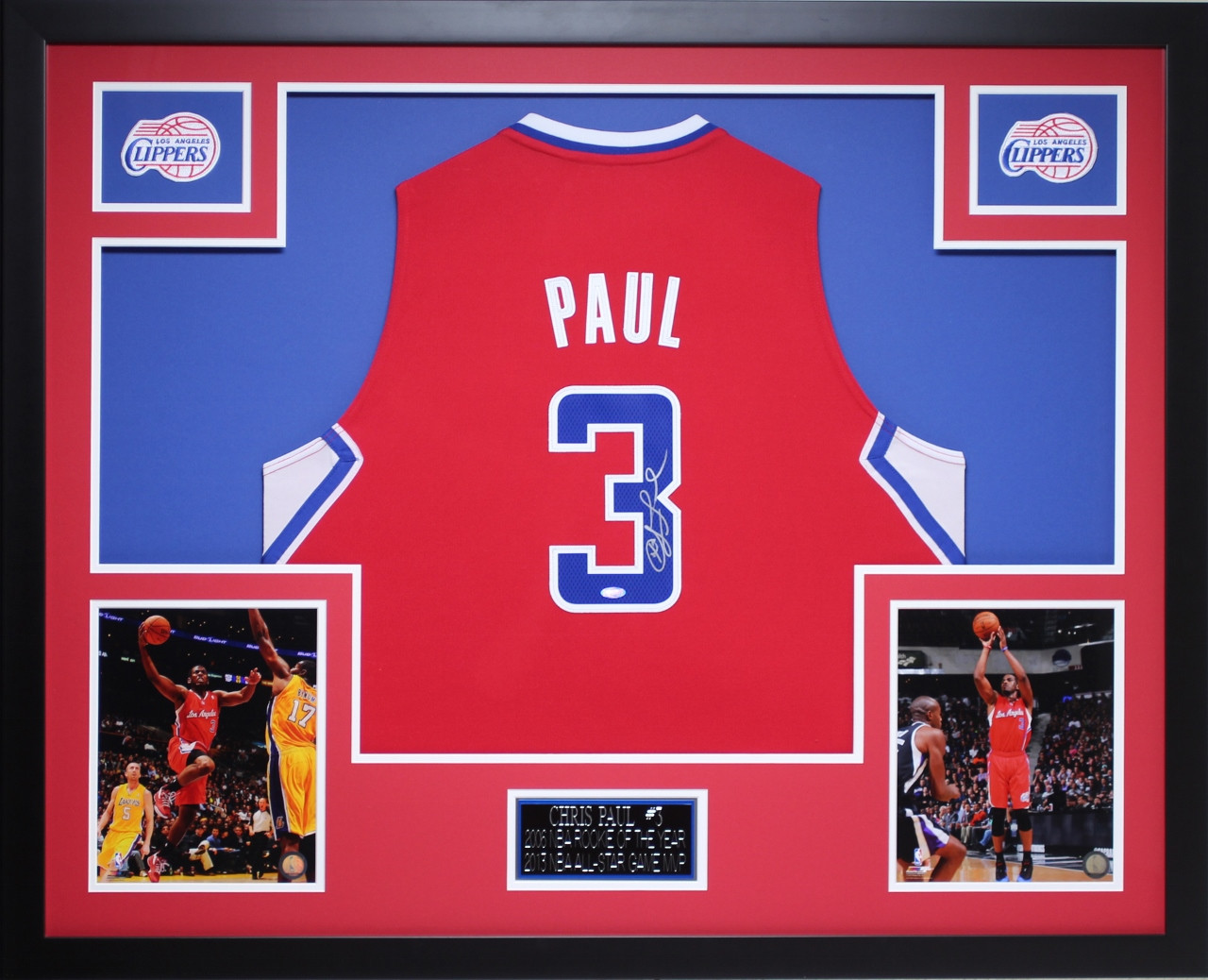 Chris Paul Autographed and Framed Red Clippers Jersey
