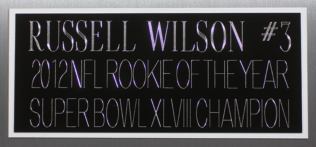 Russell Wilson Autographed and Framed Navy Seahawks Jersey