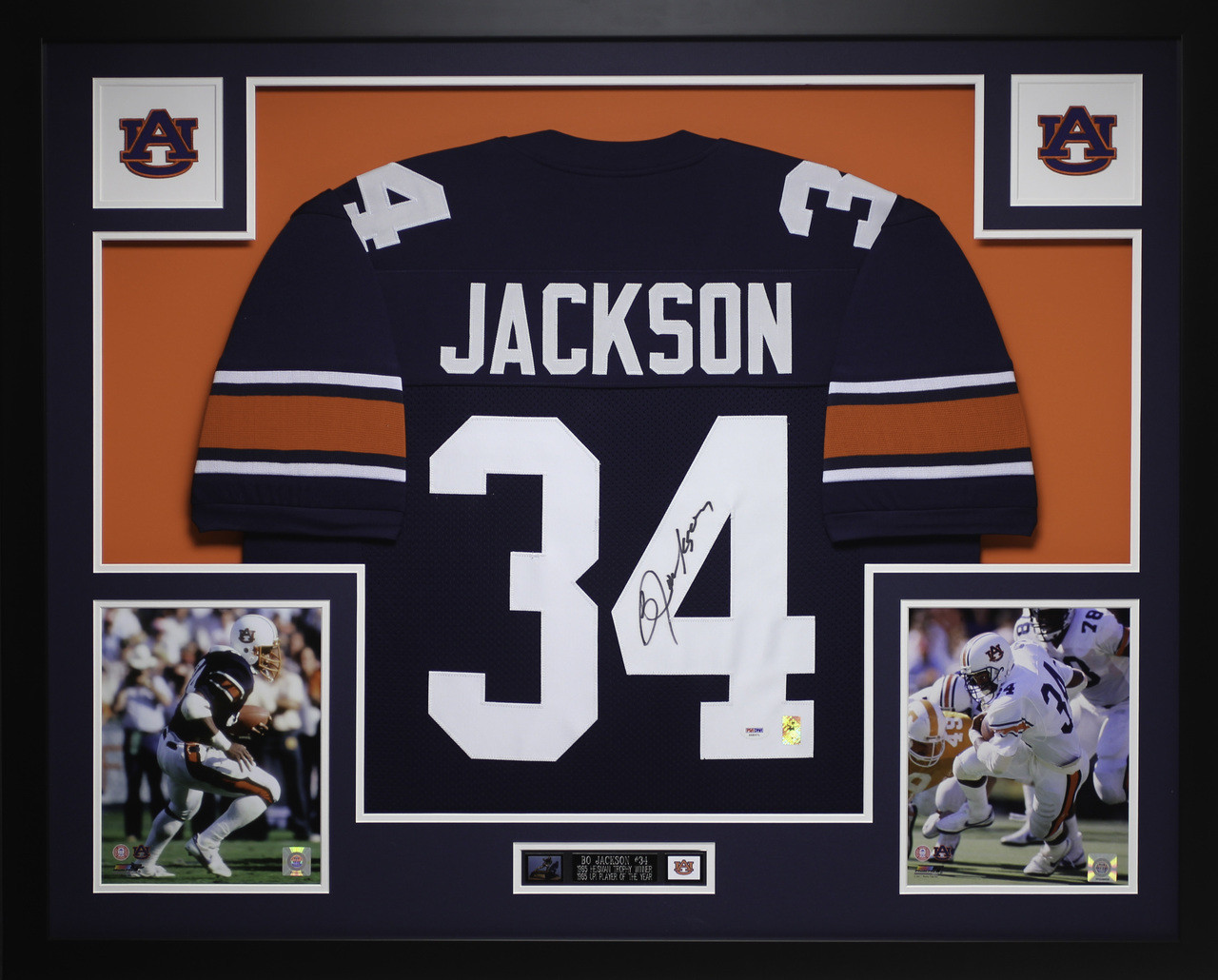 Bo Jackson Autographed and Framed Blue Auburn Jersey PSA Certified