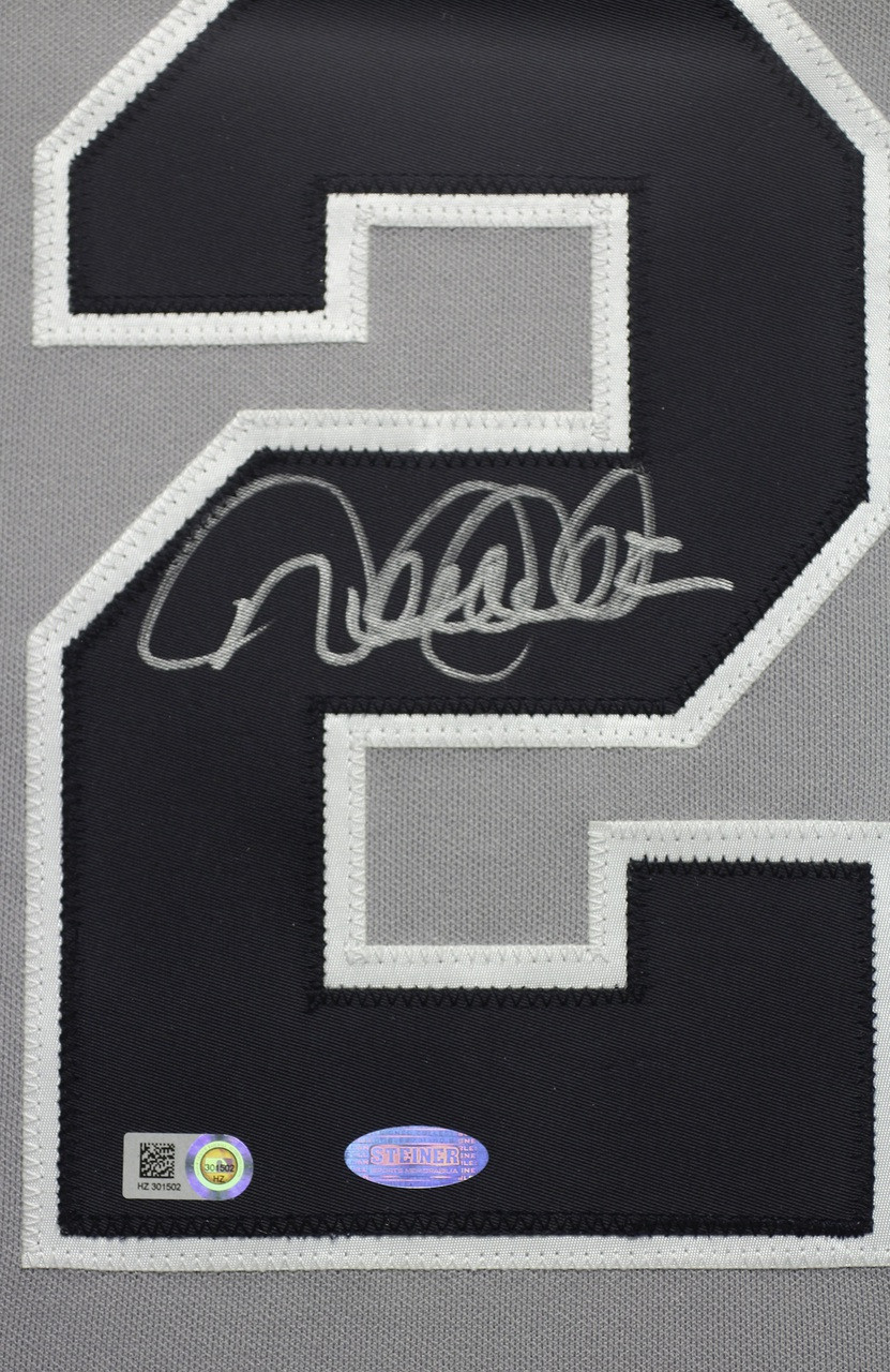 Derek Jeter Autographed and Framed Gray Yankees Majestic Jersey