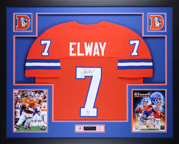 John Elway Autographed and Framed Orange Crush Broncos Jersey