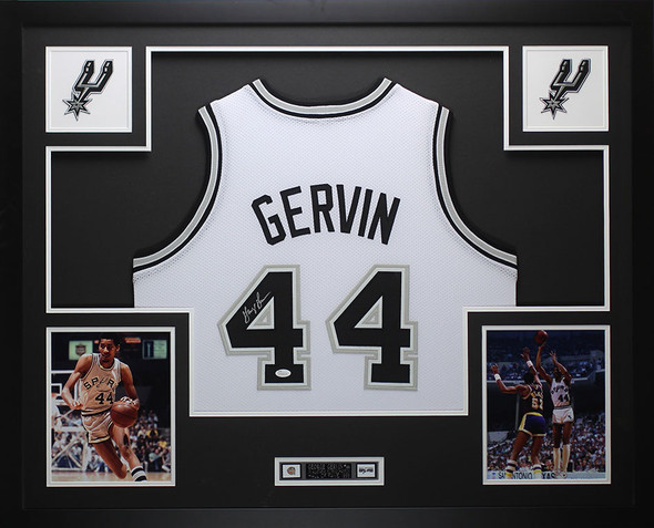 George Gervin Autographed and Framed San Antonio Spurs Jersey