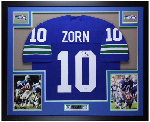 Jim Zorn Autographed & Framed Blue Seattle Seahawks Jersey Auto MCS COA