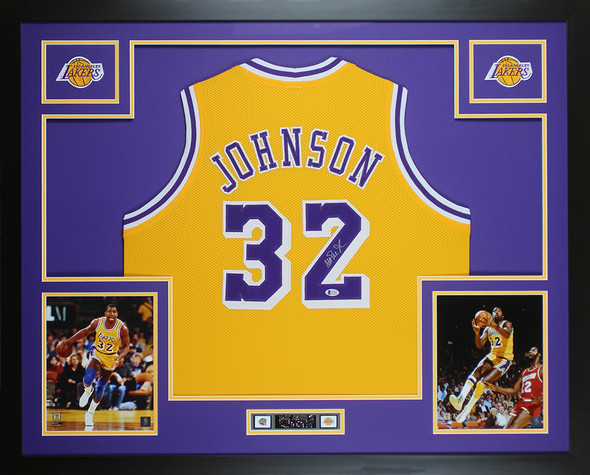 Magic Johnson Signed Mitchell & Ness Throwback LA Lakers Jersey Beckett BAS