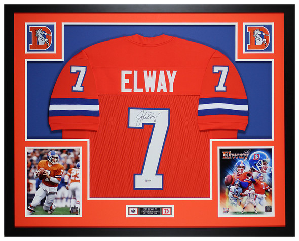 John Elway Autographed and Framed Denver Broncos Jersey