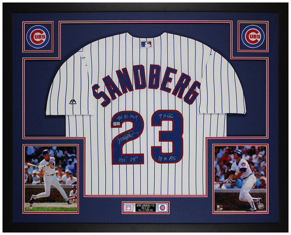 Ryne Sandberg Autographed & Framed P/S Cubs Jersey Auto Tristar Cert