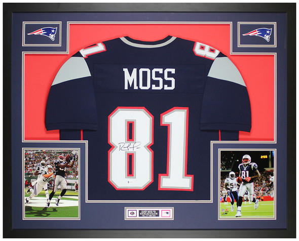 Randy Moss New England Patriots Autographed Mitchell & Ness Blue Replica  Jersey