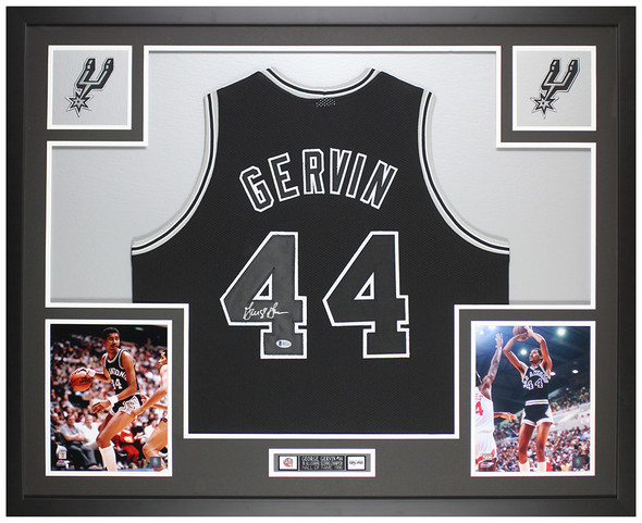 George Gervin Autographed and Framed San Antonio Spurs Jersey